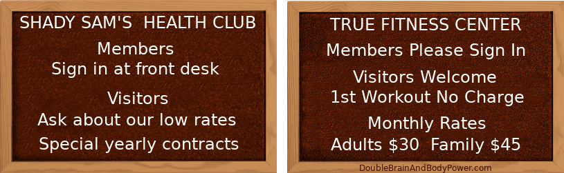 health club message board without posted rates
